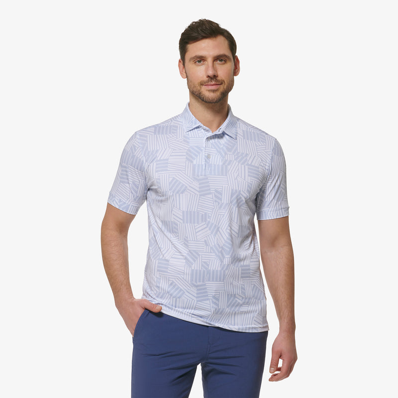 Versa Polo - Xenon Blue Patchwork Stripe, featured product shot