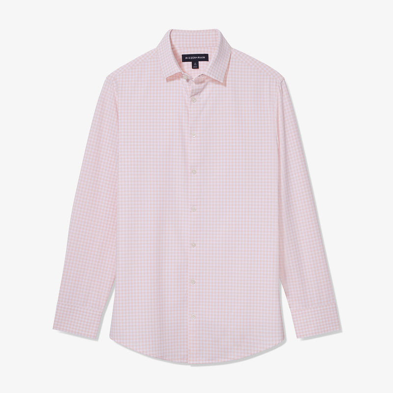 Monaco Dress Shirt - Lotus Gingham, fabric swatch closeup