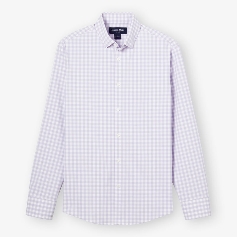 Leeward No Tuck Dress Shirt - Lilac Madison Check, fabric swatch closeup
