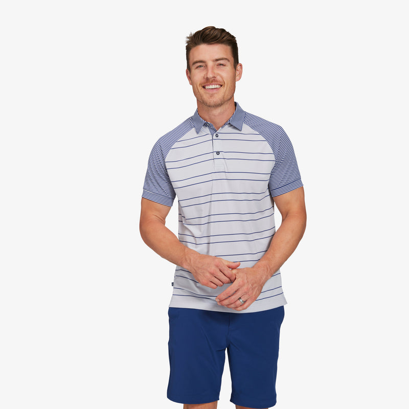 Versa Clubhouse Polo - Gray Navy Stripe, featured product shot