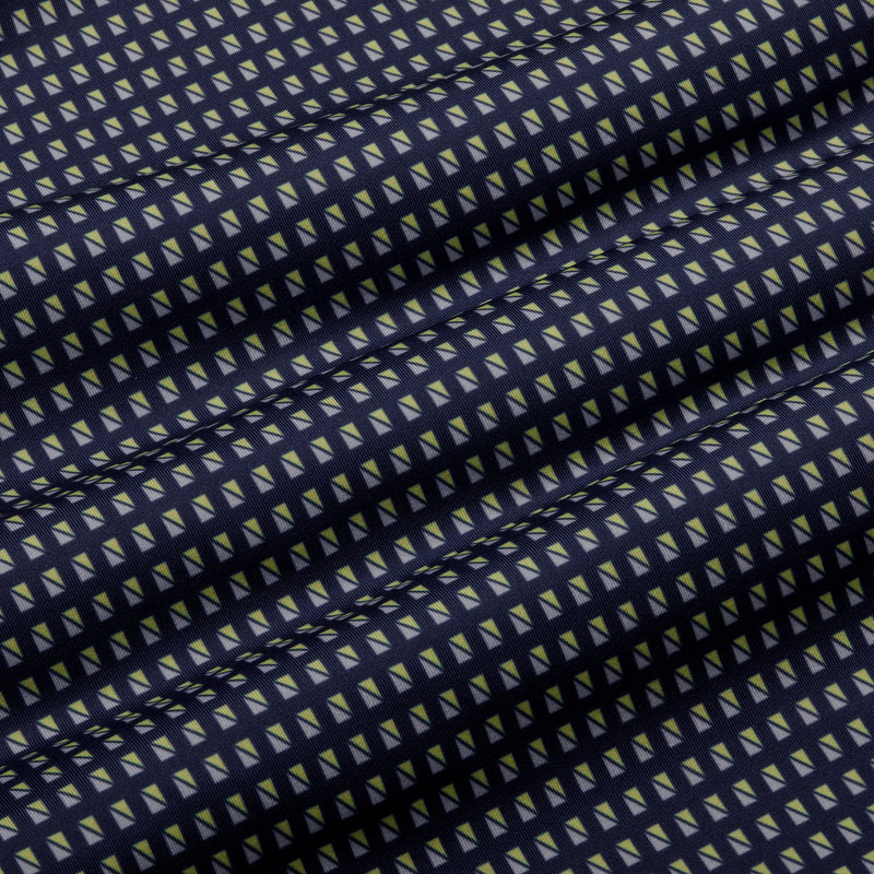 Versa Clubhouse Polo - Navy Yellow Mini Square Print, fabric swatch closeup