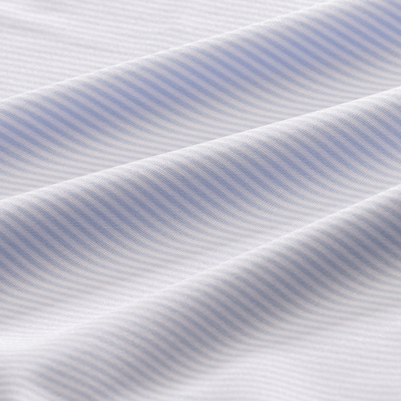 Versa Polo - Light Blue White Stripe, fabric swatch closeup