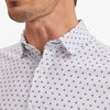 Leeward No Tuck Dress Shirt - Navy Gray Geo Box Print, lifestyle/model photo