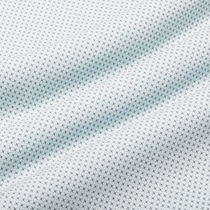 Leeward Dress Shirt - Blue Cross Print, fabric swatch closeup