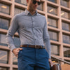 Monaco Dress Shirt - Light Blue Check, lifestyle/model photo
