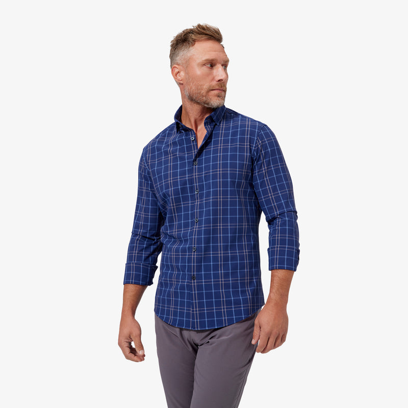 Leeward No Tuck Dress Shirt - Blueprint Windowpane, featured product shot