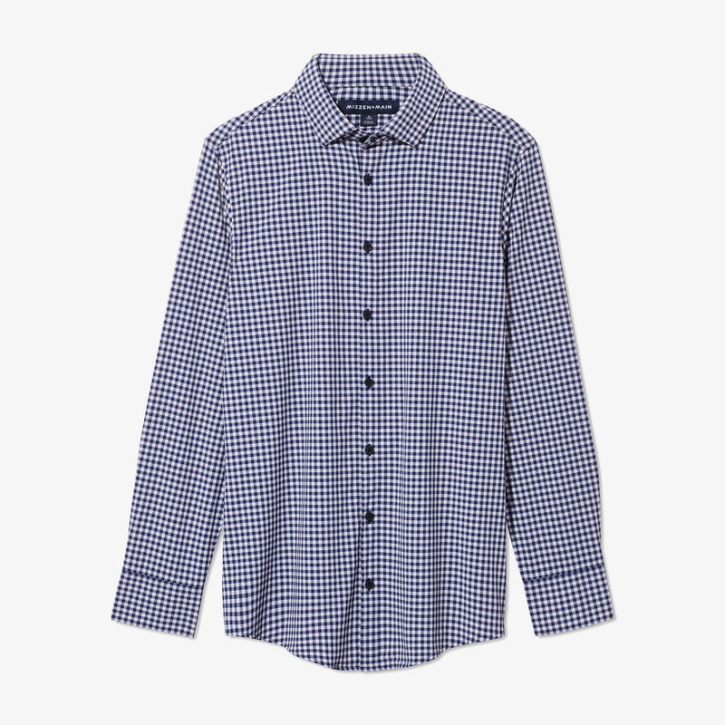 Monaco Dress Shirt - Lavender Blue Gingham, fabric swatch closeup