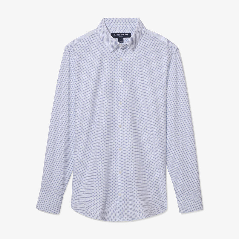 Leeward Dress Shirt - White Plus Print, fabric swatch closeup