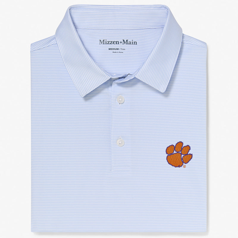 Clemson Versa Polo - Light Blue White Stripe, featured product shot