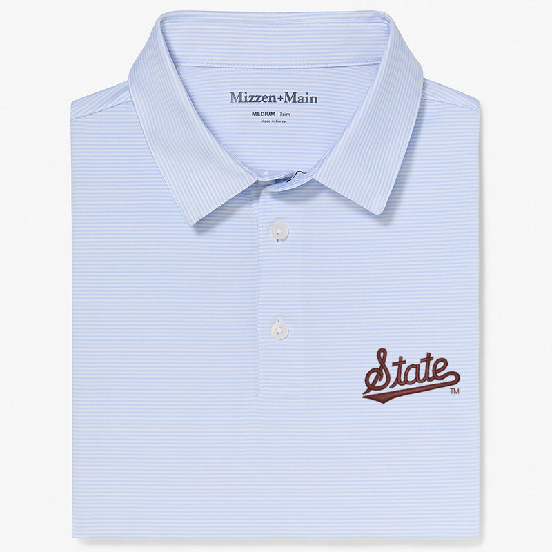 Mississippi State Versa Polo - Light Blue White Stripe, featured product shot