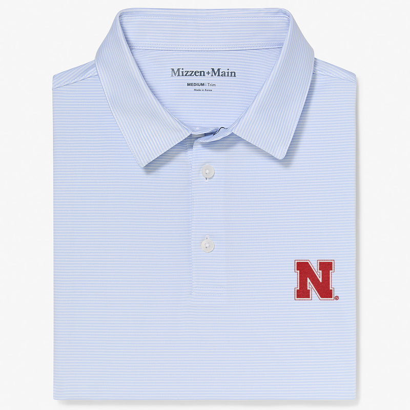 Nebraska Versa Polo - Light Blue White Stripe, featured product shot