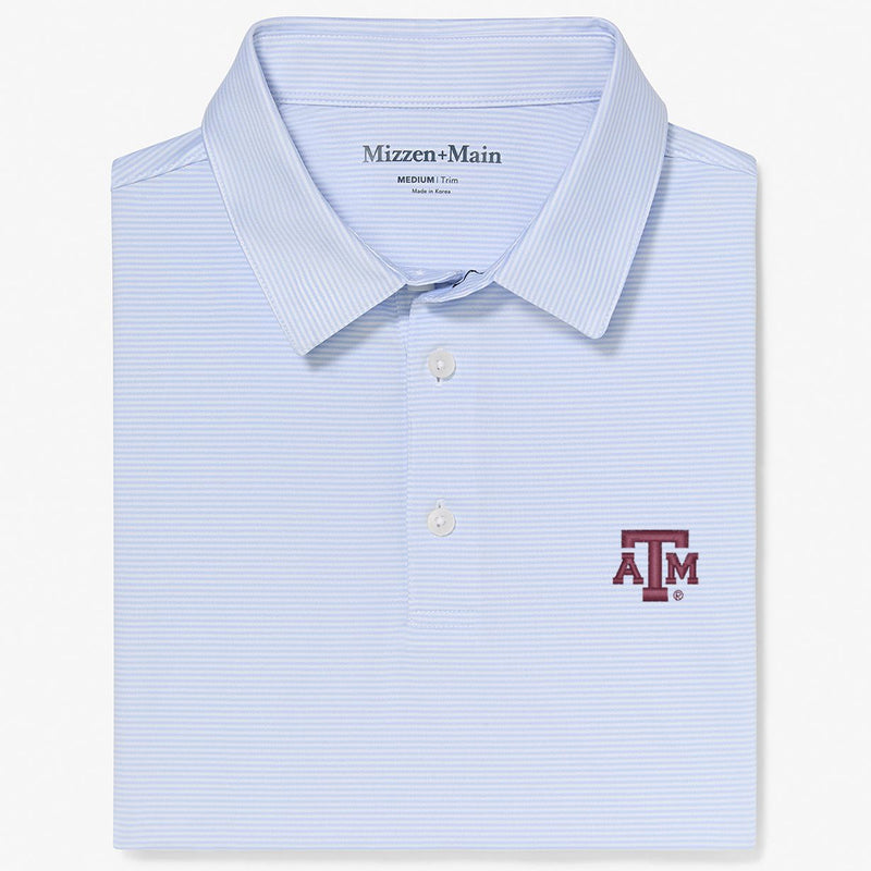 Texas A&M Versa Polo - Light Blue White Stripe, featured product shot