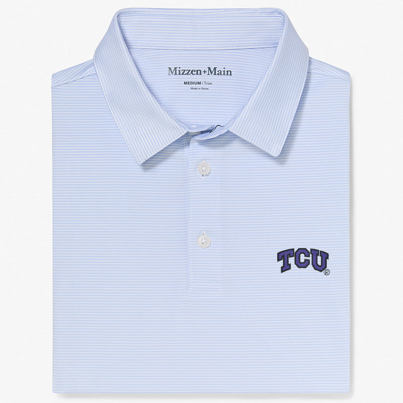 TCU Versa Polo - Light Blue White Stripe, featured product shot