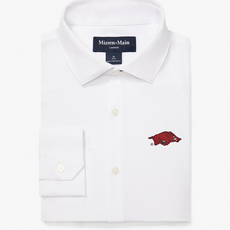 University of Arkansas Leeward Dress Shirt - White Solid, featured product shot