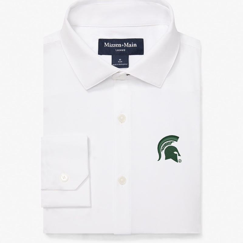 Michigan State Leeward Dress Shirt - White Solid, featured product shot