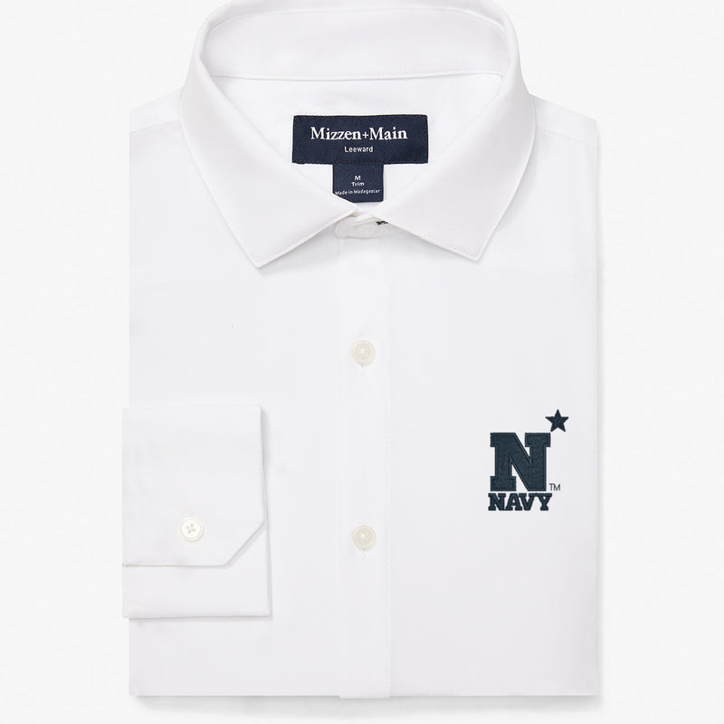 Navy Leeward Dress Shirt - White Solid, featured product shot