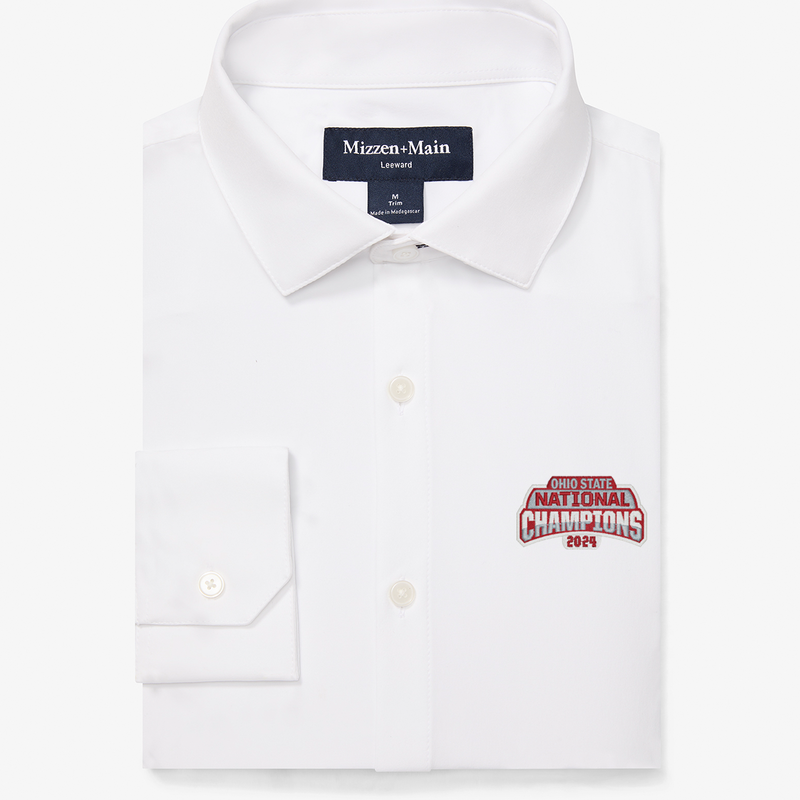 Ohio State National Champion Leeward Dress Shirt - White Solid, featured product shot