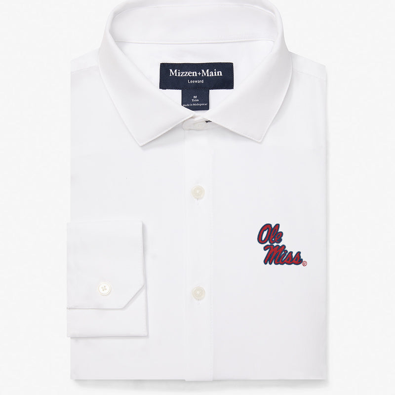 Ole Miss Leeward Dress Shirt - White Solid, featured product shot