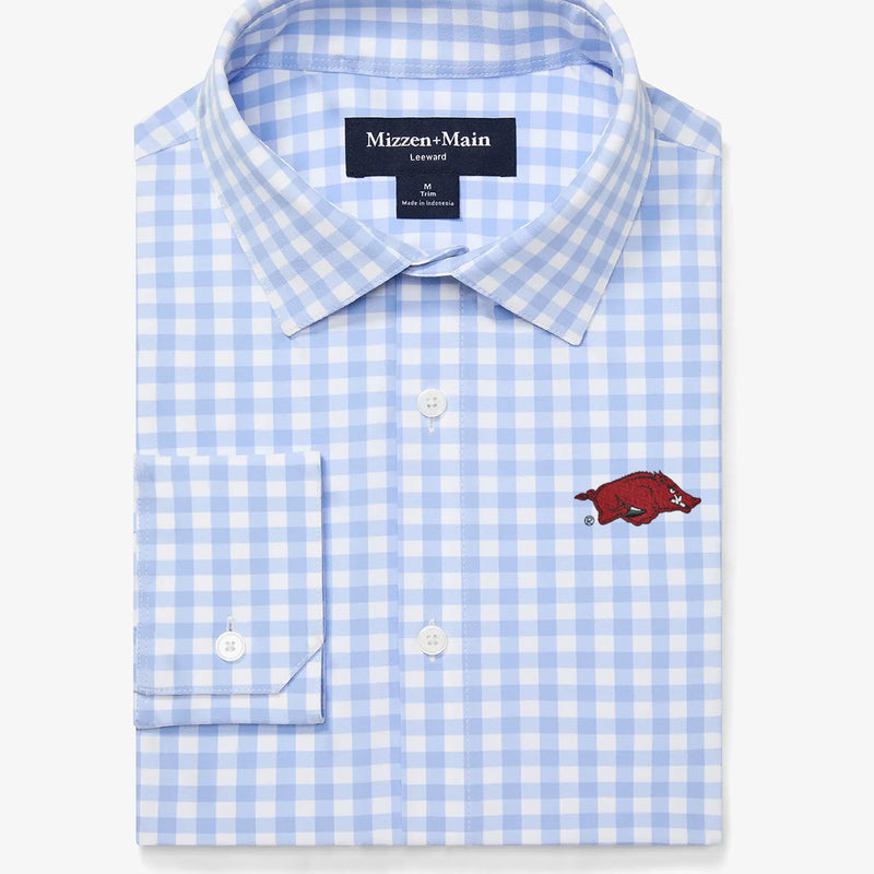 University of Arkansas Leeward Dress Shirt - Light Blue Gingham, featured product shot