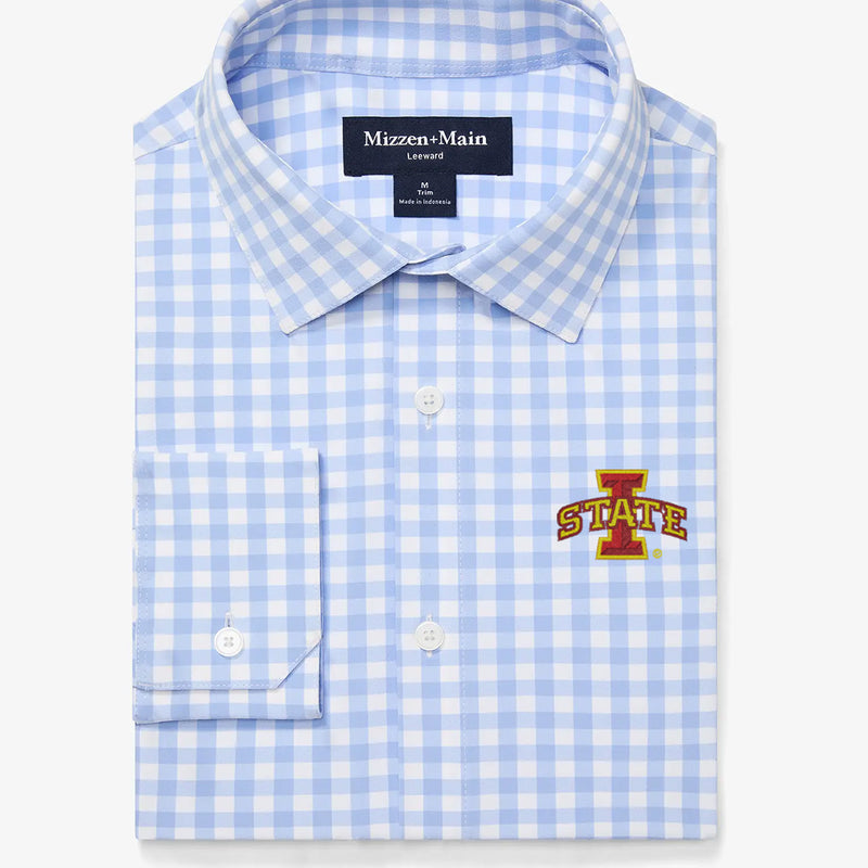 Iowa State University Leeward Dress Shirt - Light Blue Gingham, featured product shot