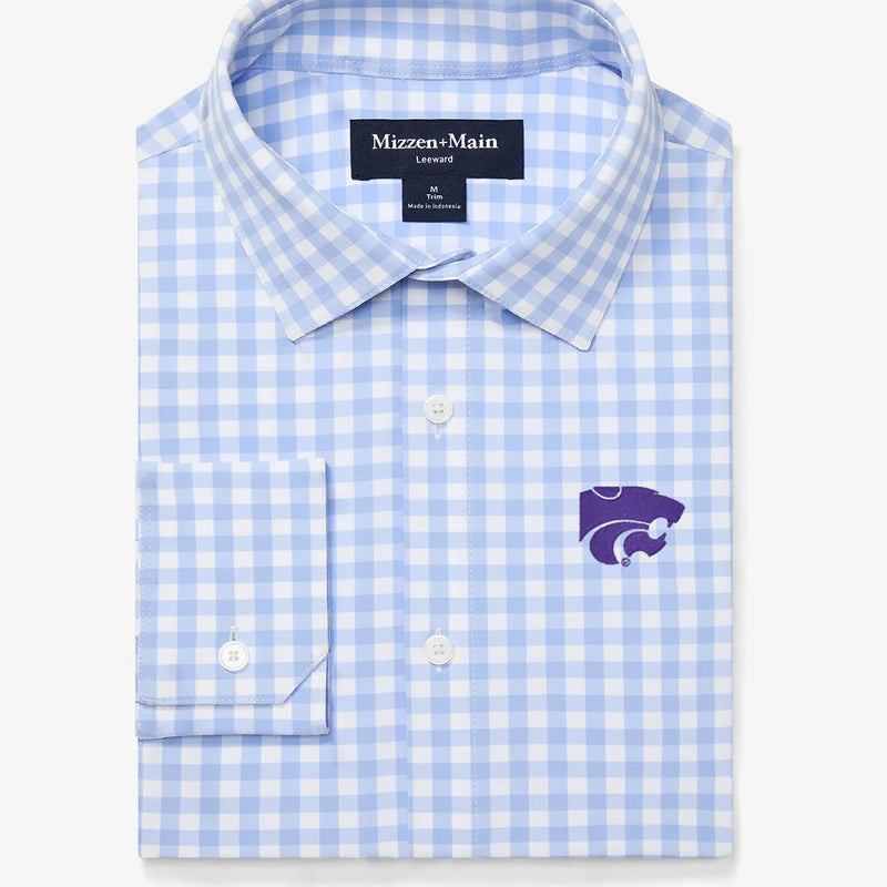 Kansas State Leeward Dress Shirt - Light Blue Gingham, featured product shot