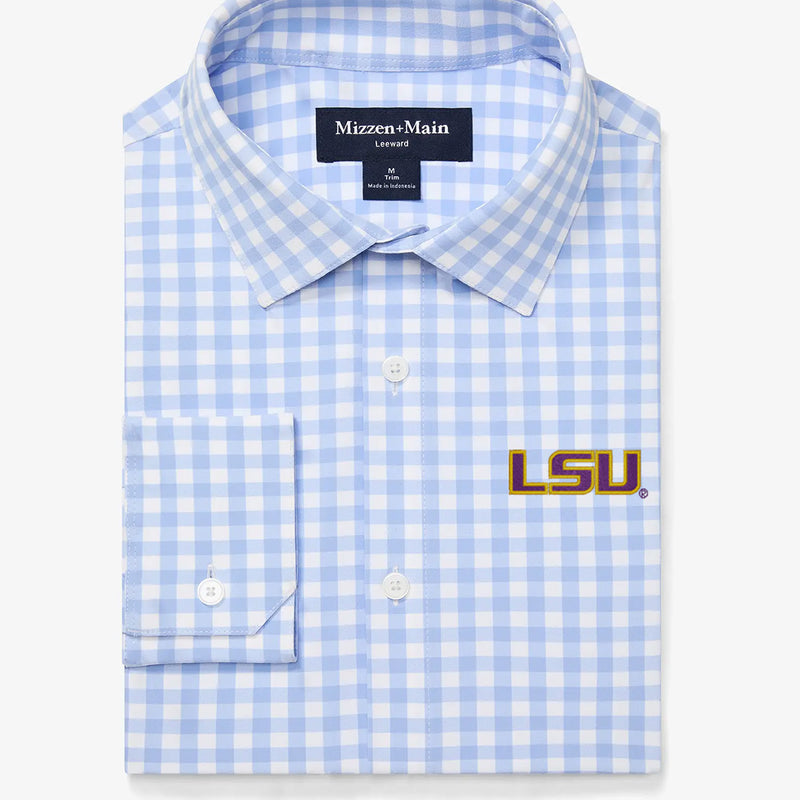 LSU Leeward Dress Shirt - Light Blue Gingham, featured product shot