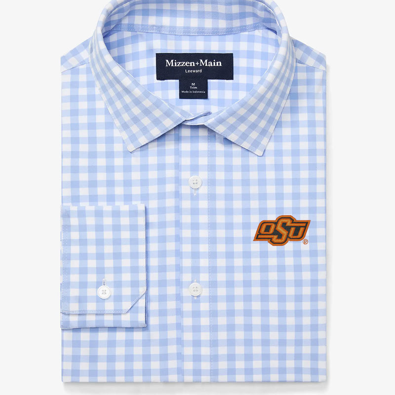 Oklahoma State Leeward Dress Shirt - Light Blue Gingham, featured product shot