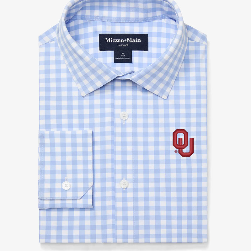 OU Leeward Dress Shirt - Light Blue Gingham, featured product shot