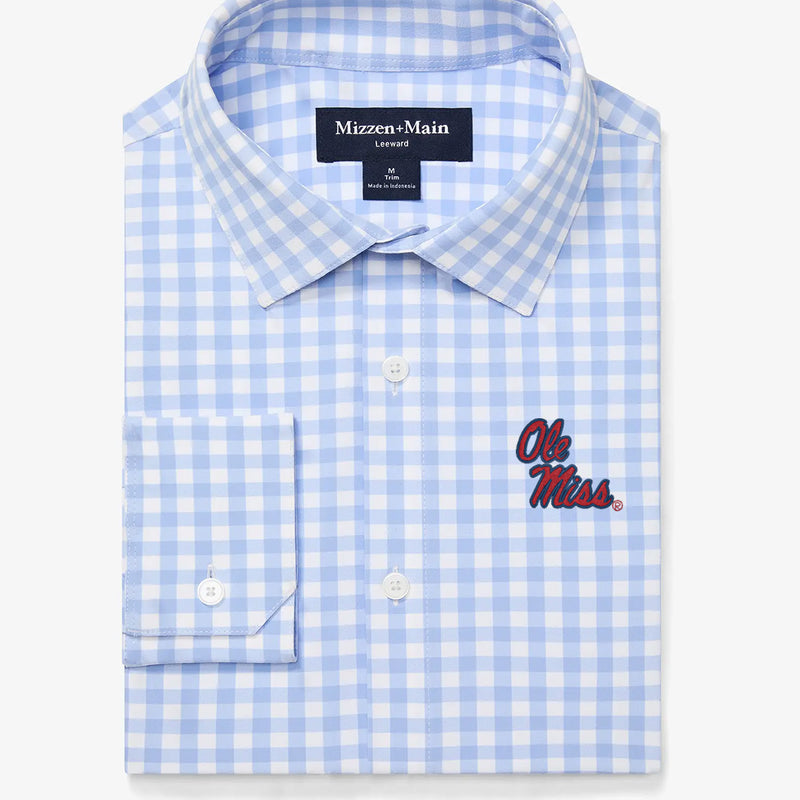 Ole Miss Leeward Dress Shirt - Light Blue Gingham, featured product shot