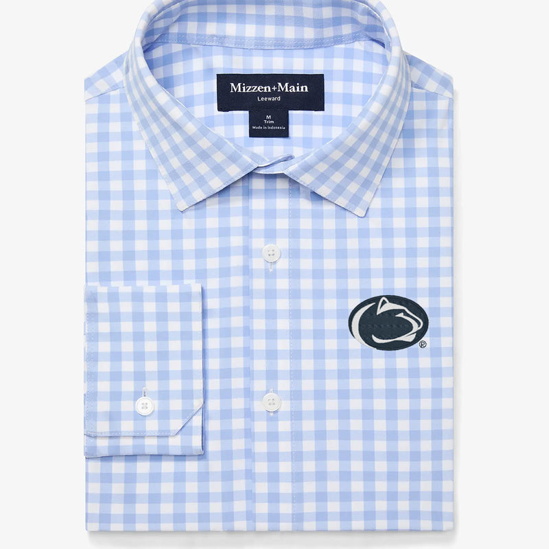 Penn State Leeward Dress Shirt - Light Blue Gingham, featured product shot