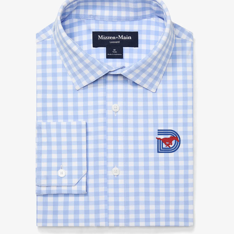 SMU Leeward Dress Shirt - Light Blue Gingham, featured product shot