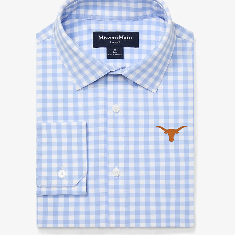 University of Texas Leeward Dress Shirt - Light Blue Gingham, featured product shot