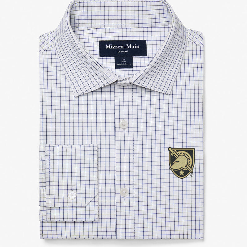 Army Leeward Dress Shirt - White Navy Mini Grid, featured product shot