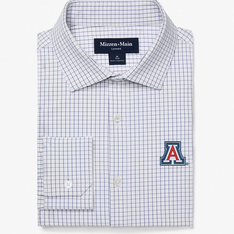 Arizona Leeward Dress Shirt - White Navy Mini Grid, featured product shot