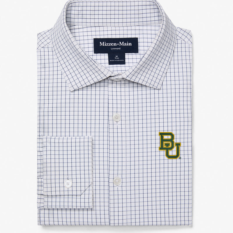 Baylor Leeward Dress Shirt - White Navy Mini Grid, featured product shot