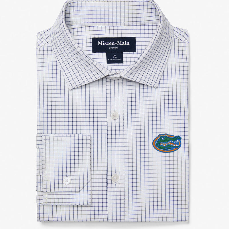 University of Florida Leeward Dress Shirt - White Navy Mini Grid, featured product shot