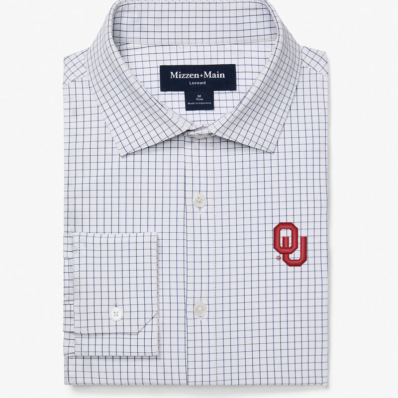 OU Leeward Dress Shirt - White Navy Mini Grid, featured product shot