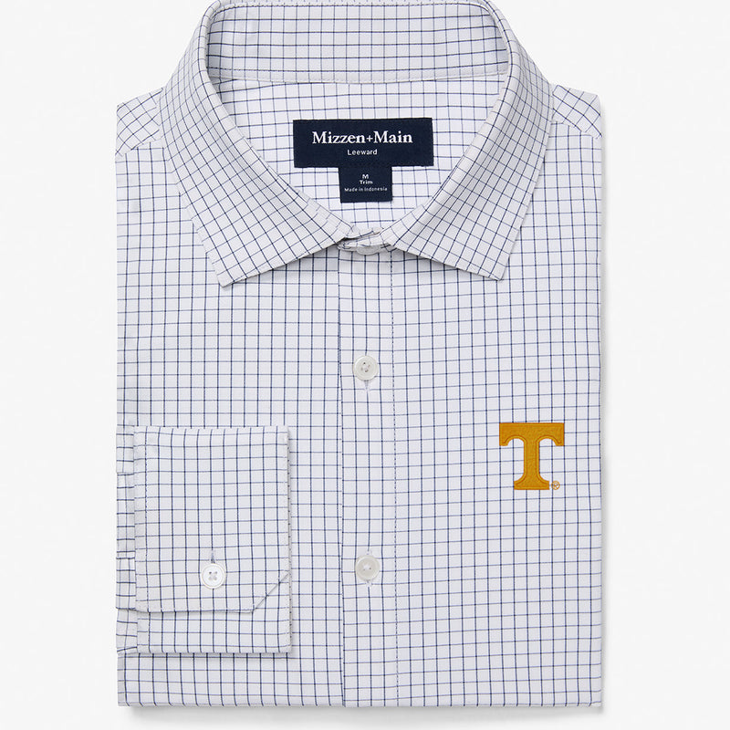 University of Tennessee Leeward Dress Shirt - White Navy Mini Grid, featured product shot