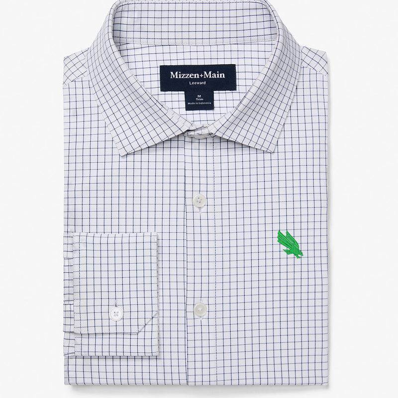 UNT Leeward Dress Shirt - White Navy Mini Grid, featured product shot