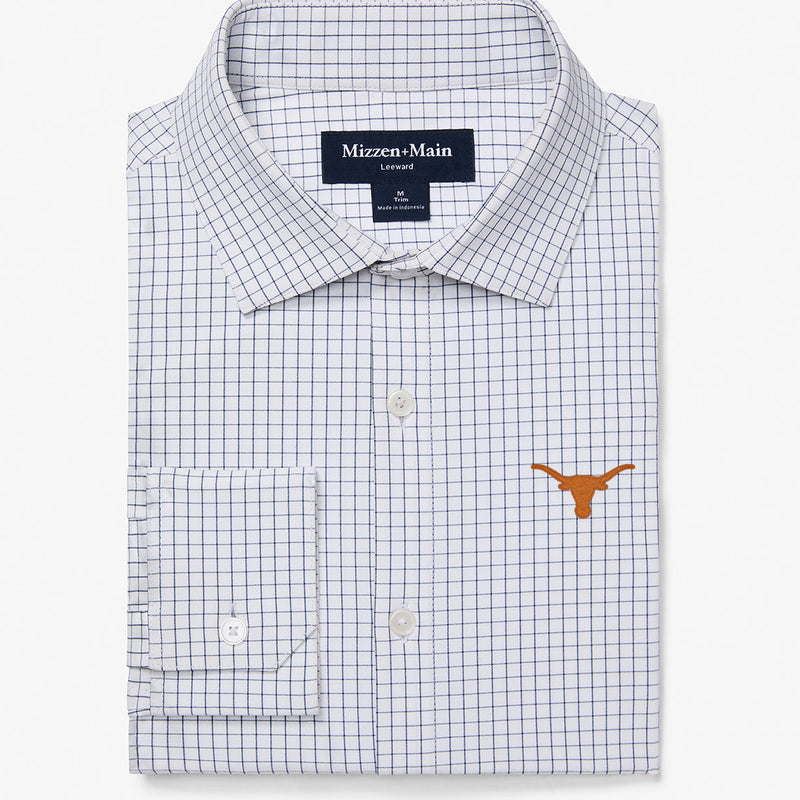 University of Texas Leeward Dress Shirt - White Navy Mini Grid, featured product shot