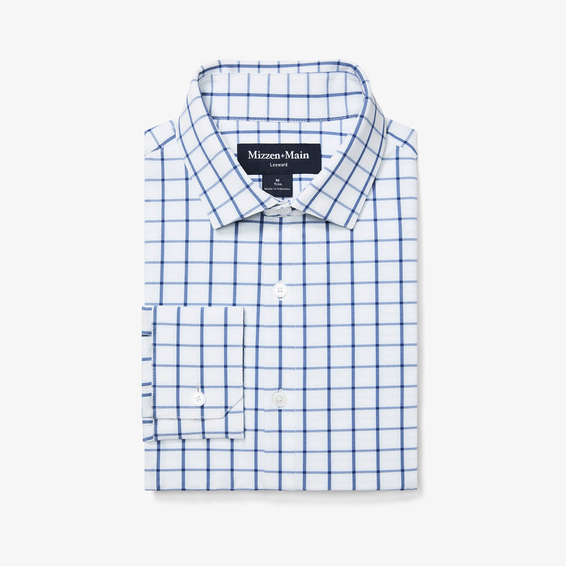 Leeward Dress Shirt - White Navy Windowpane, featured product shot