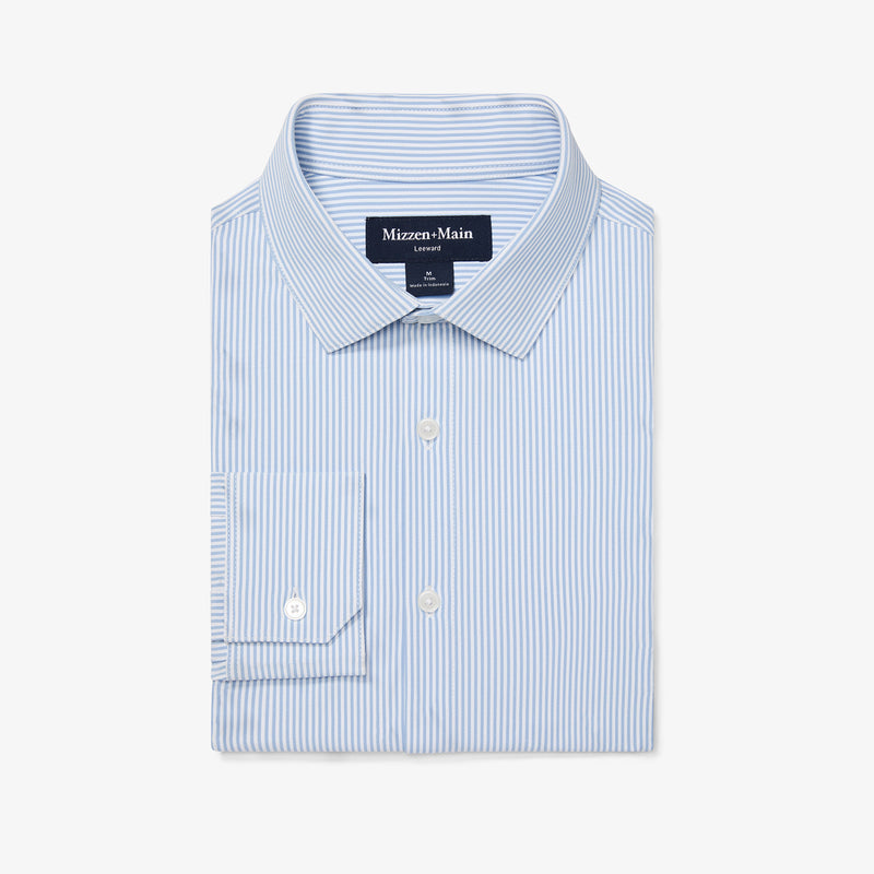 Leeward Dress Shirt - Bel Air Blue Banker Stripe, featured product shot