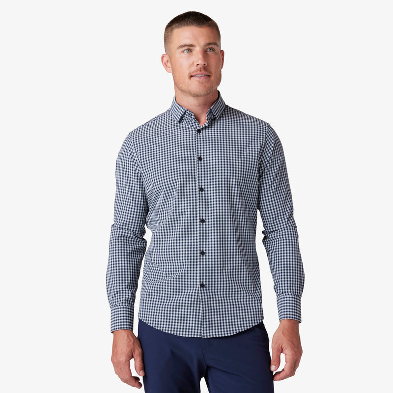 Leeward No Tuck Dress Shirt - Aluminum Gingham, lifestyle/model