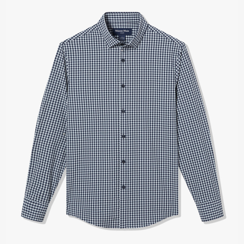 Leeward No Tuck Dress Shirt - Aluminum Gingham, fabric swatch closeup