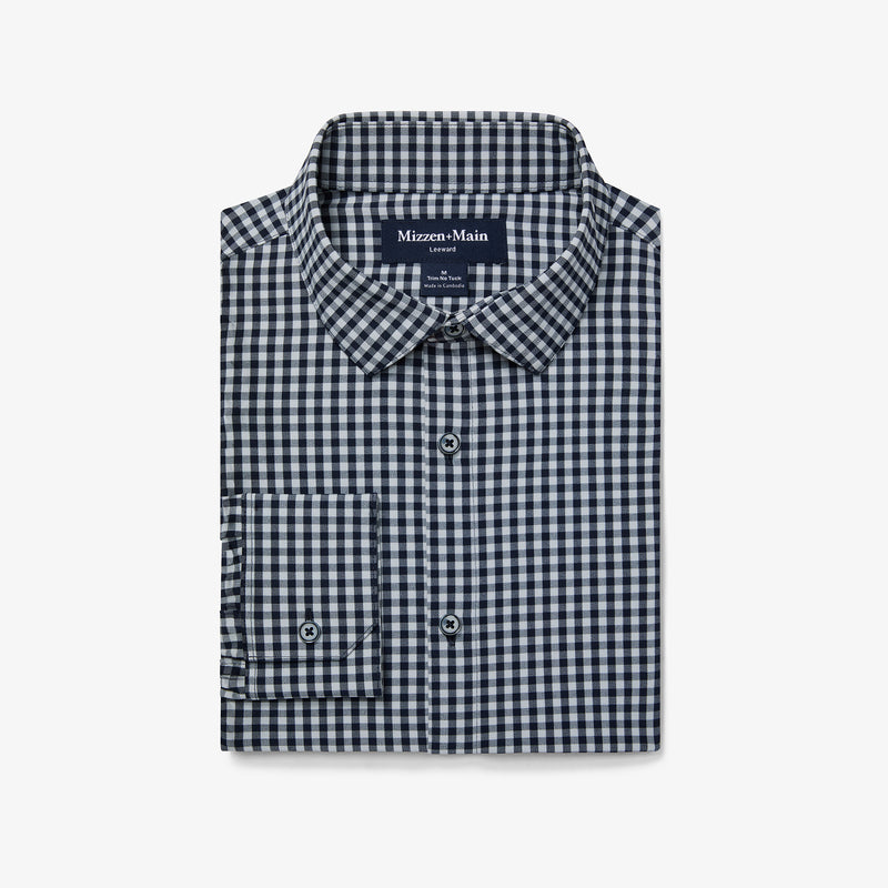 Leeward No Tuck Dress Shirt - Aluminum Gingham, featured product shot