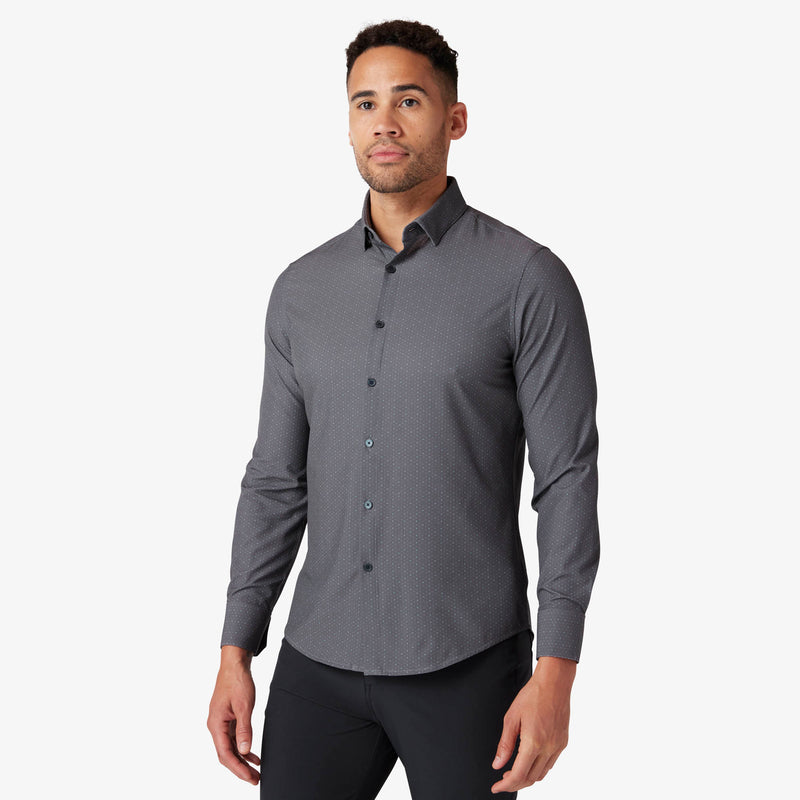 Leeward No Tuck Dress Shirt - Pewter Scattered Dash, featured product shot