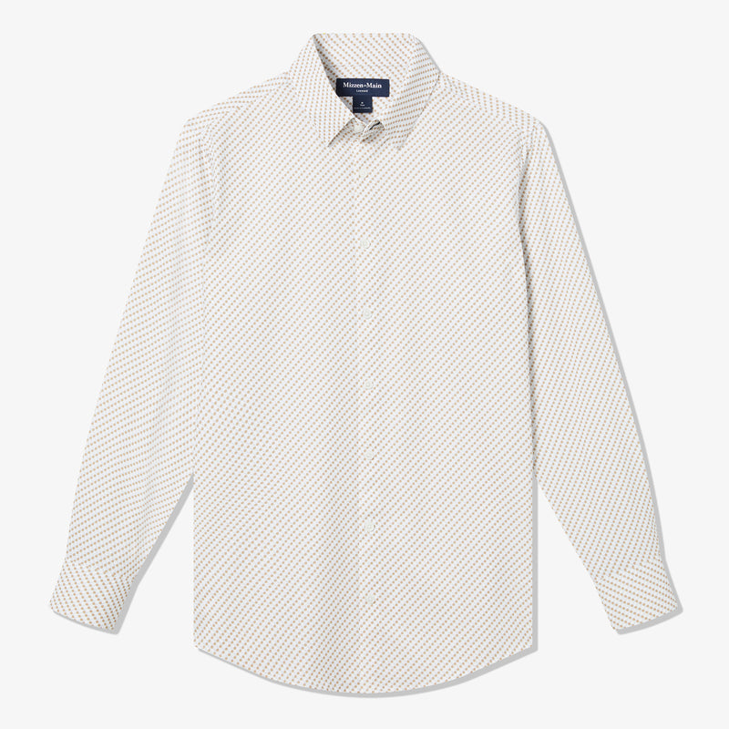 Leeward Dress Shirt - White Pong Print, fabric swatch closeup