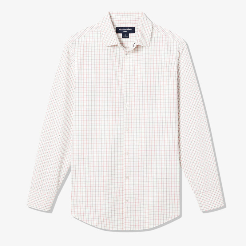 Leeward Dress Shirt - White Manor Plaid, fabric swatch closeup