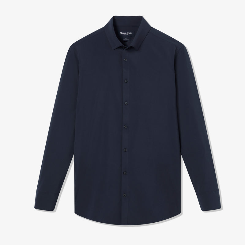 Leeward Dress Shirt - Navy Solid, fabric swatch closeup