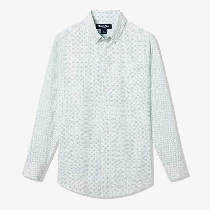 Leeward Dress Shirt - Deep Sea Plus Print, fabric swatch closeup